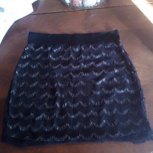 Free People Black Lace Mini Skirt Size: M